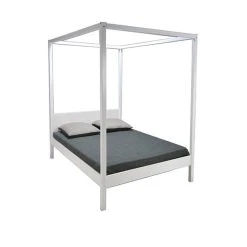 Le Quai Des Affaires Lit Double à Baldaquin ROMANCE 140x190 / Blanc -Talamo Magasin lit double a baldaquin romance 140x190 blanc 8121999 20682659 1140x1140