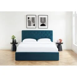 Baita Lit Double Avec Coffre HUBERT Velours Bleu 160x200cm -Talamo Magasin lit double avec coffre hubert velours bleu 160x200cm 11312220 29560640 1140x1140