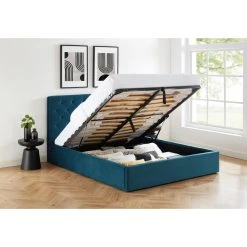 Baita Lit Double Avec Coffre HUBERT Velours Bleu 160x200cm -Talamo Magasin lit double avec coffre hubert velours bleu 160x200cm 11312220 29560642 1140x1140