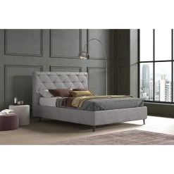 ALTER Lit Double Avec Conteneur, Revêtement En Tissu, Lit Avec Tête De Lit...