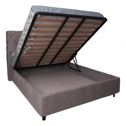 ALTER Lit Double Avec Conteneur, Revêtement En Tissu, Lit Avec Tête De Lit... -Talamo Magasin lit double avec conteneur revetement en tissu lit avec tete de lit sommier a lattes 160x190 cm inclus 224x180h128 cm couleur gris 10616998 27617022 1140x1140