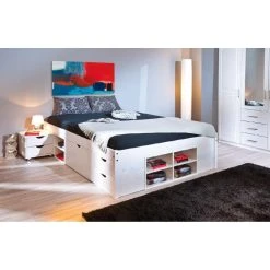 ALTER Lit Double Avec Rangements Et Table De Chevet Inclus Avec Roulettes, C... 9 ALTER Lit Double Avec Rangements Et Table De Chevet Inclus Avec Roulettes, C... -Talamo Magasin lit double avec rangements et table de chevet inclus avec roulettes coloris blanc 1865 x 475 x 209 cm 10644806 27710788 1140x1140