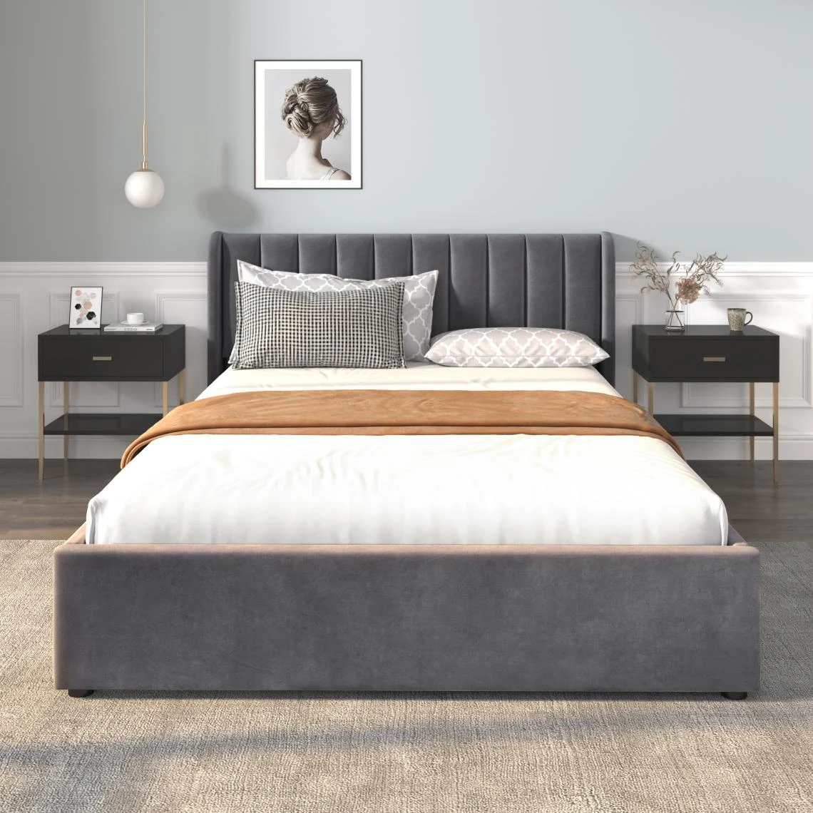 Marque Generique Lit Double Avec Tête De Lit Et 2 Tiroirs Pour Adulte Enfants 140x200 ... 4 Marque Generique Lit Double Avec Tête De Lit Et 2 Tiroirs Pour Adulte Enfants 140x200 ... – Image 2