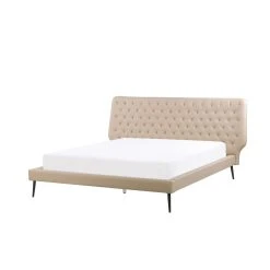 Beliani Lit Double En Simili-cuir Beige 160 X 200 Cm ESSONNE