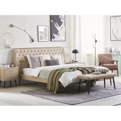 Beliani Lit Double En Simili-cuir Beige 160 X 200 Cm ESSONNE -Talamo Magasin lit double en simili cuir beige 160 x 200 cm essonne 10731944 27945684 1140x1140