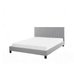 Beliani Lit Double En Tissu Gris Clair 140 X 200 Cm POITIERS