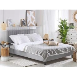 Beliani Lit Double En Tissu Gris Clair 140 X 200 Cm POITIERS -Talamo Magasin lit double en tissu gris clair 140 x 200 cm poitiers 10731980 27945848 1140x1140