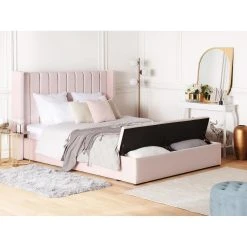 Beliani Lit Double En Velours Rose Pastel Avec Banc Coffre 160 X 200 Cm NOYERS -Talamo Magasin lit double en velours rose pastel avec banc coffre 160 x 200 cm noyers 10731938 27945662 1140x1140