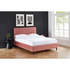 Baita Lit Double HUBERT Velours Rose 140x190cm