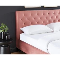 Baita Lit Double HUBERT Velours Rose 160x200cm -Talamo Magasin lit double hubert velours rose 160x200cm 11312204 29560586 1140x1140