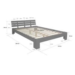 HomeStyle4U Lit Double Lit En Bois Futon Lit 140x200 Lit Pin Gris Cadre De Lit En ... -Talamo Magasin lit double lit en bois futon lit 140x200 lit pin gris cadre de lit en bois massif 12505242 33414756 1140x1140