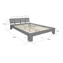 HomeStyle4U Lit Double Lit Futon En Bois 160x200 Lit Pin Gris Cadre De Lit Bois Ma... -Talamo Magasin lit double lit futon en bois 160x200 lit pin gris cadre de lit bois massif 12505402 33415186 1140x1140