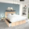 Le Quai Des Affaires Lit Double ZENIA 140x190 + 2 Chevets + 2 Tiroirs / Chêne Blanchi -Talamo Magasin lit double zenia 140x190 2 chevets 2 tiroirs chene blanchi 12039946 31910020 1140x1140
