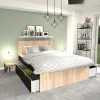Le Quai Des Affaires Lit Double ZENIA 140x190 + 2 Chevets + 2 Tiroirs / Chêne Blanchi & No... -Talamo Magasin lit double zenia 140x190 2 chevets 2 tiroirs chene blanchi et noir 12039854 31909570 1140x1140
