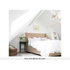 Vente-unique Lit Avec Tête De Lit Capitonnée - 160 X 200 Cm - Tissu - Beige - MAS... -Talamo Magasin lit droit massimo 13427130 36721070 1140x1140