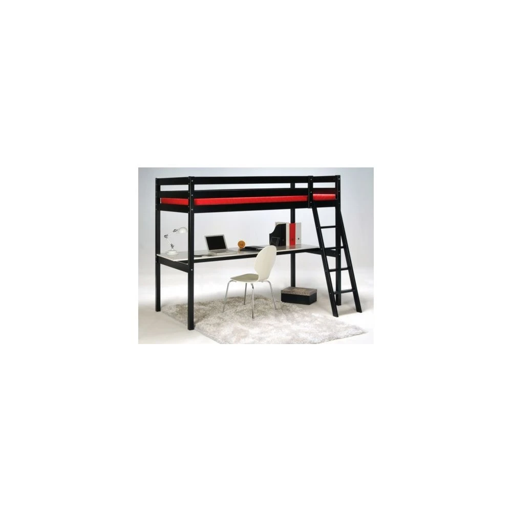 Le Quai Des Affaires Lit Mezzanine ASPEN 90x190+ 1 Sommier + Bureau / Noir 3 Le Quai Des Affaires Lit Mezzanine ASPEN 90x190+ 1 Sommier + Bureau / Noir