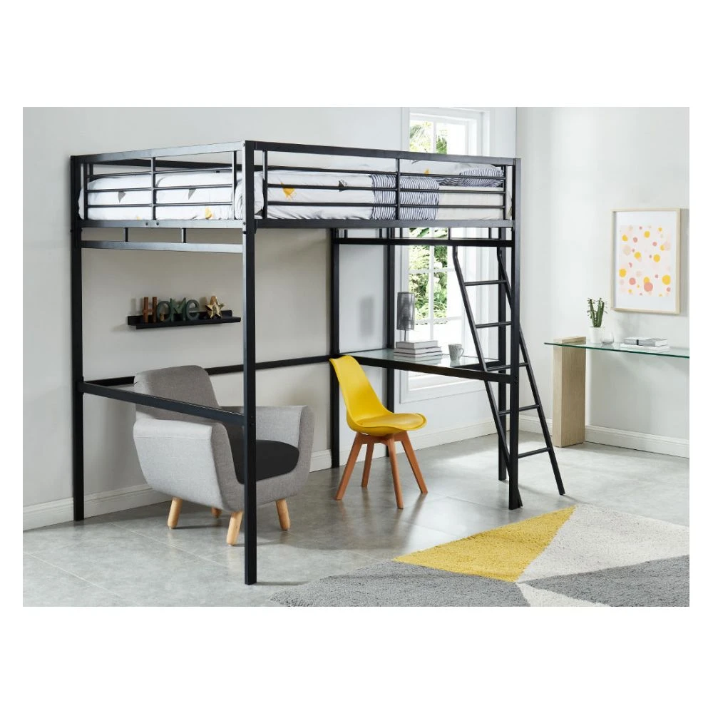 Vente-unique Lit Mezzanine CASUAL II - 140 X 190 Cm - Plateforme Bureau - Anthraci... 4 Vente-unique Lit Mezzanine CASUAL II - 140 X 190 Cm - Plateforme Bureau - Anthraci... – Image 2