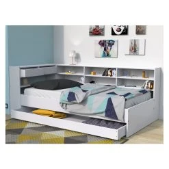 Le Quai Des Affaires Lit ROLLER 90x190 + 1 Sommier + 1 Tiroir + étagères / Blanc 5 Le Quai Des Affaires Lit ROLLER 90x190 + 1 Sommier + 1 Tiroir + étagères / Blanc -Talamo Magasin lit enfant 331581