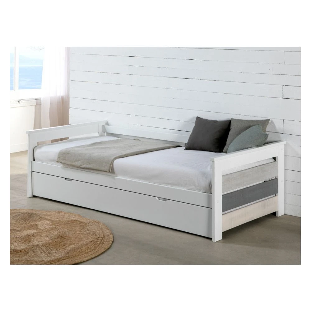Vente-unique Lit Gigogne Banquette CELIANE - 2 X 90 X 190 Cm - MDF - Blanc 4 Vente-unique Lit Gigogne Banquette CELIANE - 2 X 90 X 190 Cm - MDF - Blanc – Image 2