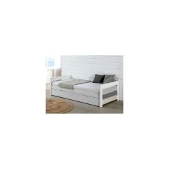 Vente-unique Lit Gigogne Banquette CELIANE - 2 X 90 X 190 Cm - MDF - Blanc
