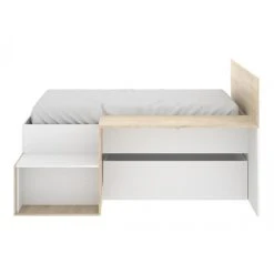 Pegane Lit Enfant 90 X 190 Cm Avec Rangement Coloris Blanc /chêne - Longueur...