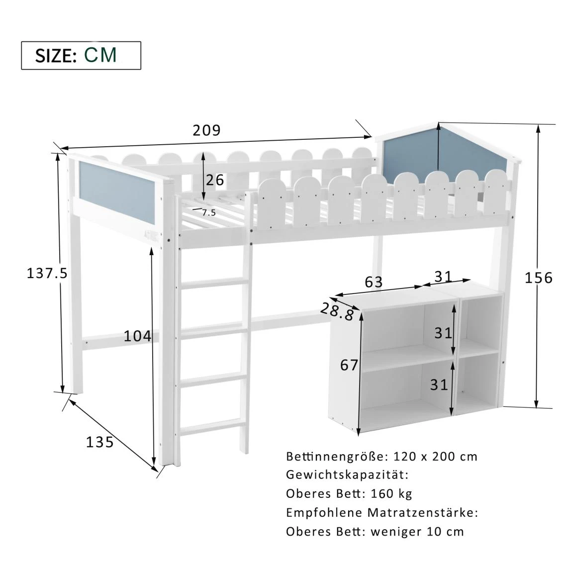 Marque Generique Lit Enfant Lit Mezzanine Superposé Pin Massif Blanc 120 X 200 Cm 4 Marque Generique Lit Enfant Lit Mezzanine Superposé Pin Massif Blanc 120 X 200 Cm – Image 2