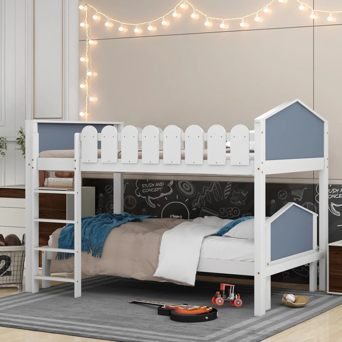 Marque Generique Lit Enfant Lit Superposé En Pin Massif 120 X 200/90 X 200 Cm, Blanc 4 Marque Generique Lit Enfant Lit Superposé En Pin Massif 120 X 200/90 X 200 Cm, Blanc – Image 2