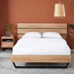 Baita Lit FELIX Effet Chêne Et Pieds En Métal 140x190 -Talamo Magasin lit felix effet chene et pieds en metal 140x190 10984722 28694004 1140x1140