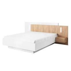 Vente-unique Lit Avec Chevets 160 X 200 Cm - 2 Tiroirs - Avec LEDs - Coloris : Blan... -Talamo Magasin lit francoli 11919446 31546880 1140x1140