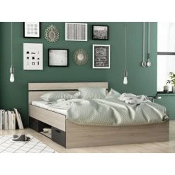 BUT Lit 140x190 Cm Avec Rangements MICHIGAN Imitation Chêne Brossé Et No... 6 BUT Lit 140x190 Cm Avec Rangements MICHIGAN Imitation Chêne Brossé Et No... -Talamo Magasin lit gaspard avec tiroirs 140x190cm coloris chene et anthracite 7525630 18953684 1200x1200