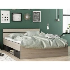 BUT Lit 140x190 Cm Avec Rangements MICHIGAN Imitation Chêne Brossé Et No... 7 BUT Lit 140x190 Cm Avec Rangements MICHIGAN Imitation Chêne Brossé Et No... -Talamo Magasin lit gaspard avec tiroirs 140x190cm coloris chene et anthracite 7525630 18953686 1200x1200