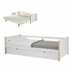 BUT Lit Gigogne 2x90x190 Cm KIARA Imitation Chêne Naturel Et Blanc