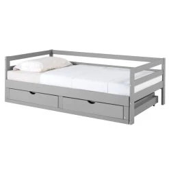 BUT Lit Gigogne 90/180x190 Cm BLOOM Gris