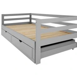 BUT Lit Gigogne 90/180x190 Cm BLOOM Gris -Talamo Magasin lit gigogne 90180x190 cm bloom gris 13735284 37902198 1140x1140