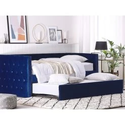 Beliani Lit Gigogne En Velours Bleu 90 X 200 Cm GASSIN -Talamo Magasin lit gigogne en velours bleu 90 x 200 cm gassin 10731954 27945722 1140x1140