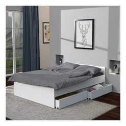 Le Quai Des Affaires Lit KAPPA 140x190 Cm + 2 Tiroirs / Blanc