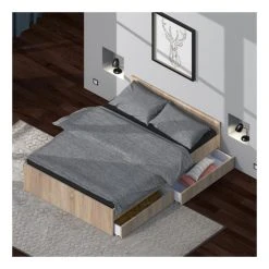 Le Quai Des Affaires Lit KAPPA 140x190 Cm + 2 Tiroirs / Chêne Blanchi -Talamo Magasin lit kappa 140x190 cm 2 tiroirs chene blanchi 8122015 20682697 1140x1140