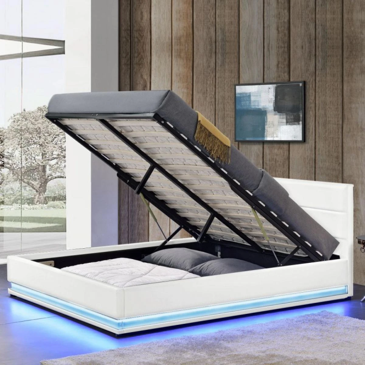 Meubler Design Lit Led Avec Coffre De Rangement AVA - Blanc - 180x200 4 Meubler Design Lit Led Avec Coffre De Rangement AVA - Blanc - 180x200 – Image 2