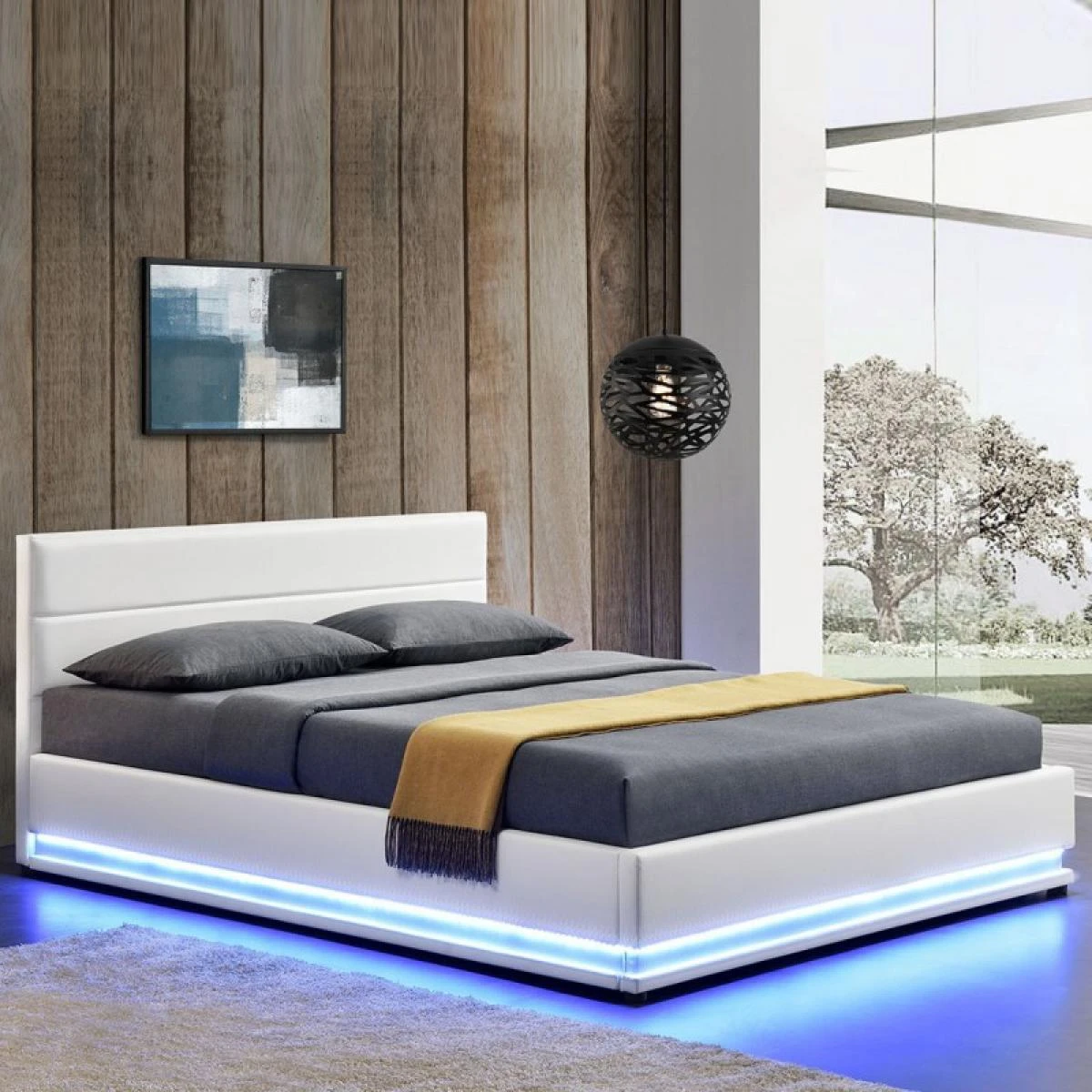 Meubler Design Lit Led Avec Coffre De Rangement AVA - Blanc - 180x200 7 Meubler Design Lit Led Avec Coffre De Rangement AVA - Blanc - 180x200 – Image 5