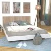 Le Quai Des Affaires Lit LOFT 140x190 + 1 Sommier + Tête De Lit / Blanc & Chêne Blanchi