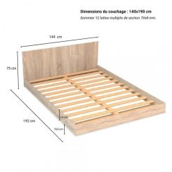 Le Quai Des Affaires Lit LOFT 140x190 + 2 Chevets + Sommier + Tête De Lit / Chêne Blanchi -Talamo Magasin lit loft 140x190 2 chevets sommier tete de lit chene blanchi 10848814 28282384 1140x1140