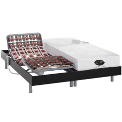 Vente-unique Lit électrique Relaxation Tout Plots Matelas Mémoire De Forme Et Bam...