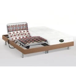 Vente-unique Lit électrique Relaxation Tout Plots Matelas Mémoire De Forme Et Bam...