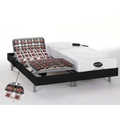 Vente-unique Lit électrique Relaxation Tout Plots Matelas Mémoire De Forme Et Bam...
