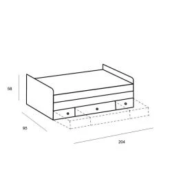 Inside 75 Lit Multi-fonction DORY 90 X 200 Cm 2 Tiroirs Blanc Avec Chevet Intég... -Talamo Magasin lit multifonction dory chevet tiroirs chene 6