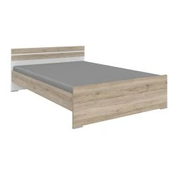 Pegane Lit Pour Enfant Coloris Imitation Chêne San Remo, Rechampis Blanc - ...