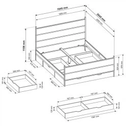 BUT Lit 160x200cm Avec Rangements MAYDO Imitation Chêne Et Noir -Talamo Magasin lit rangement 160x200 cm avec 3 grands tiroirs maydo imitation chene et noir 10170188 26170080 1140x1140