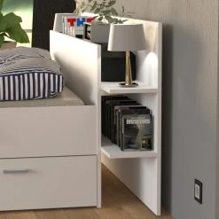 Le Quai Des Affaires Lit SAMBA 140x190cm + Tête De Lit + 2 Tiroirs / Blanc -Talamo Magasin lit samba 140x190cm tete de lit 2 tiroirs blanc 12023506 31845224 1140x1140