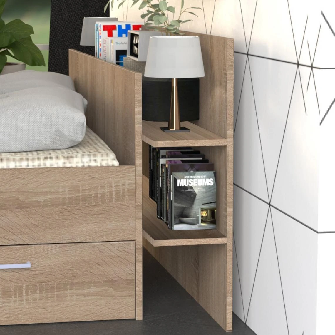 Le Quai Des Affaires Lit SAMBA 140x190cm + Tête De Lit + 2 Tiroirs / Chêne Blanchi 5 Le Quai Des Affaires Lit SAMBA 140x190cm + Tête De Lit + 2 Tiroirs / Chêne Blanchi – Image 3