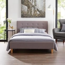 IDIMEX Lit Simple LILLE, 120 X 190 Cm, Capitonné Avec Sommier, Revêtement E... -Talamo Magasin lit simple lille 120 x 190 cm capitonne avec sommier revetement en tissu gris 8194237 20887993 1140x1140